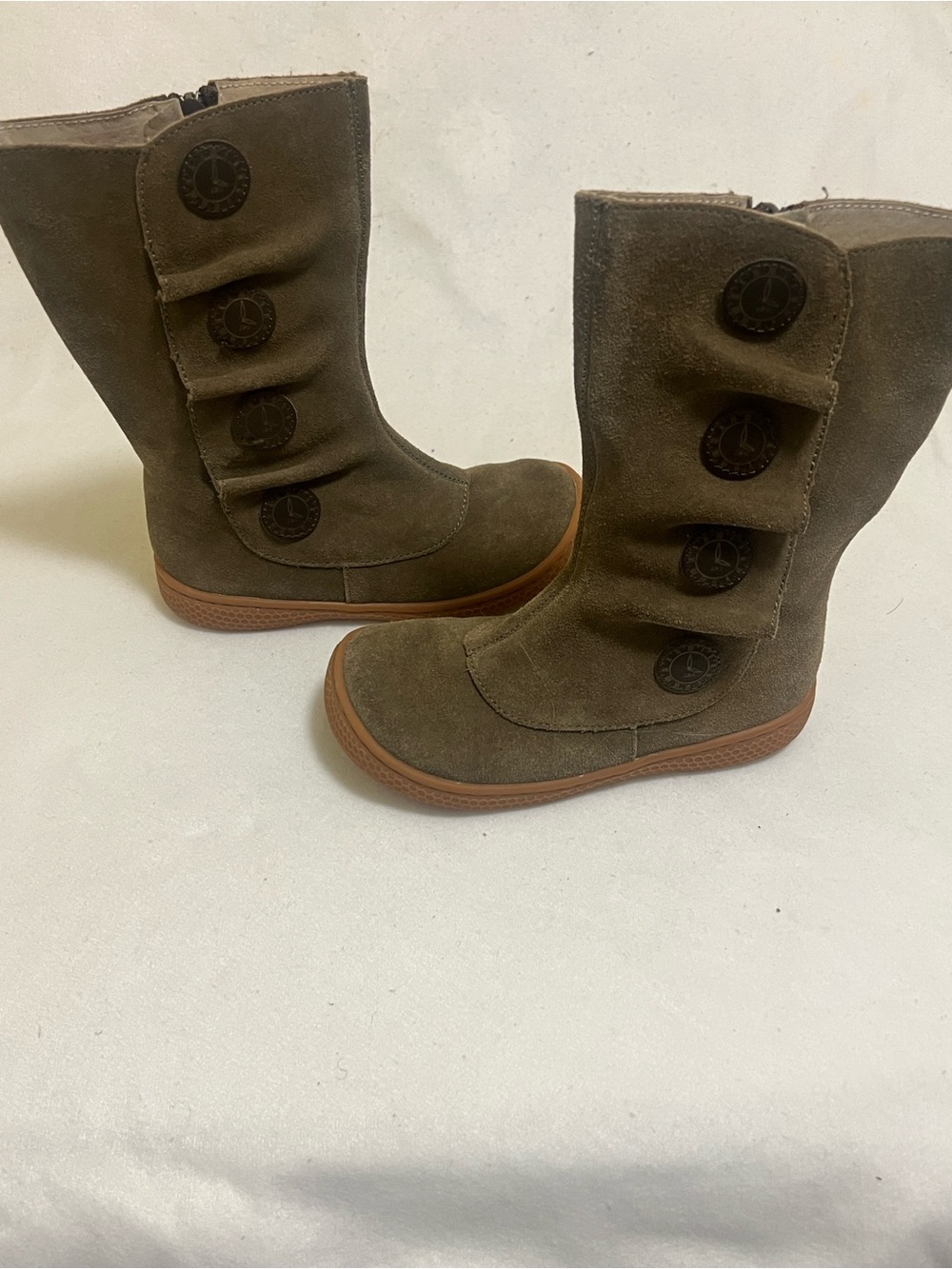 Livie & Luca Olive Suede Button-Accent Mid-Calf Boots